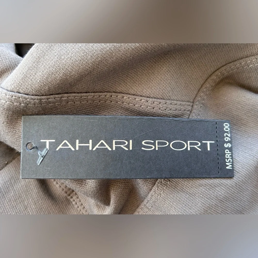 Tahari Sport High Waist Cargo Flare Leg Leggings Taupe Size XL‎